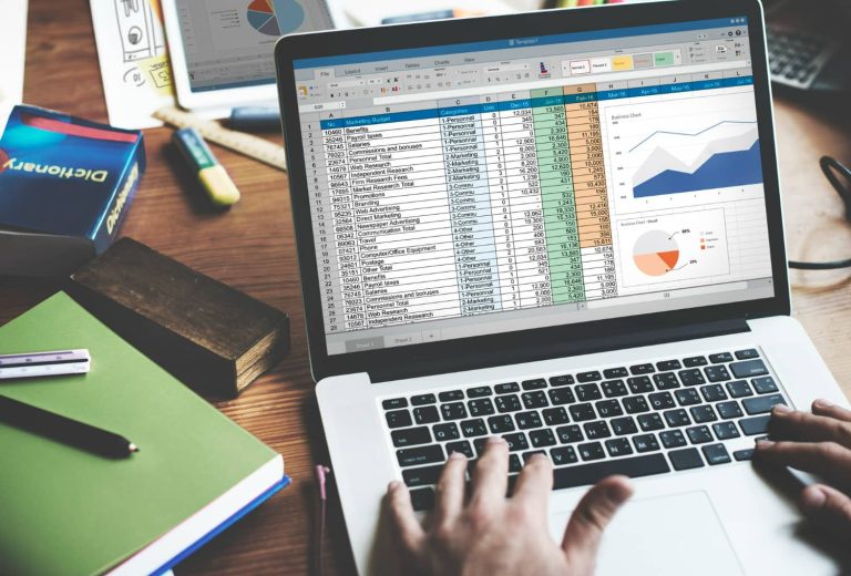 employee-checking-accounting-details-on-laptop